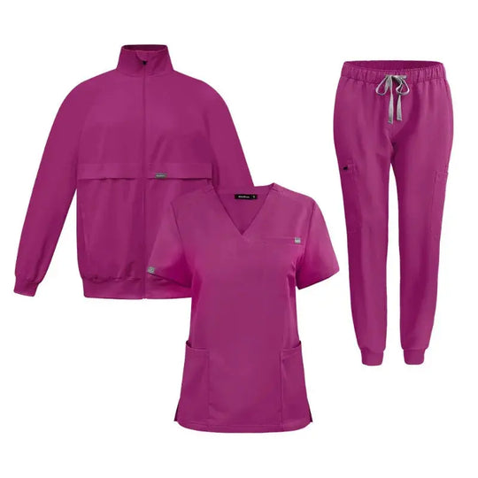 Work top, doctor and nurse uniform, single pants with more pockets, Dental scrub pants, Unisex scrubs, 3 piece set CJdropshipping