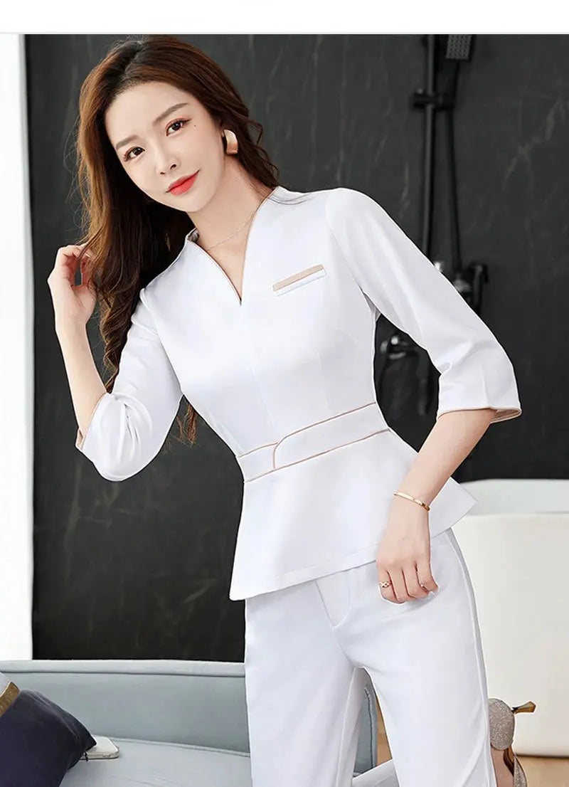 Summer aesthetic uniform, short sleeve beauty salon suit, women's spa beautician clothing, Hotel massage workwear, Korean jumpsuits-BC MedSurgery Store For Digital Health