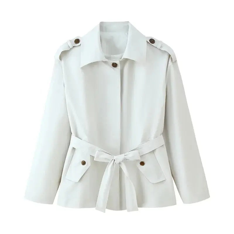 Women's trench coat, new cropped coat with belt, lapel, stylish casual top for women 2025 MedSurgery Store For Digital Health