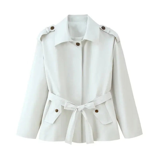 Women's trench coat, new cropped coat with belt, lapel, stylish casual top for women 2025 MedSurgery Store For Digital Health