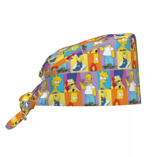 Customized The Simpsons Cartoon Cartoon Medical Staff Scrubs Hat Men Women Doctor Nursing Surgical Scrub Caps MedSurgery Store For Digital Health