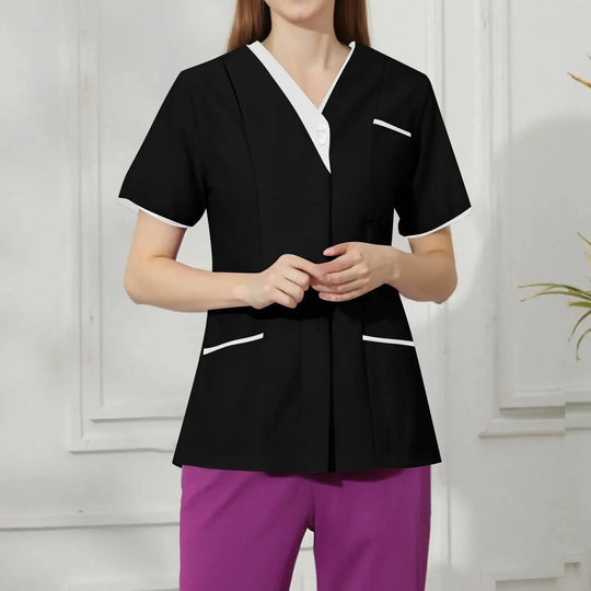 Filipina Medical Elite ISHOWTIENDA - Ergonomic Short Sleeve Clinical Uniform with V-Neck CJdropshipping