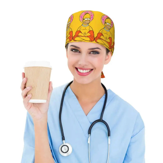 Customized The Simpsons Cartoon Cartoon Medical Staff Scrubs Hat Men Women Doctor Nursing Surgical Scrub Caps MedSurgery Store For Digital Health