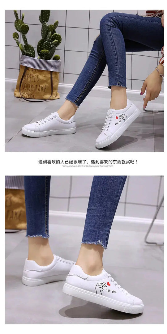 Fashionable white breathable running shoes for women, new casual lace-up shoes with embroidered flowers for spring and autumn MedSurgery Store For Digital Health