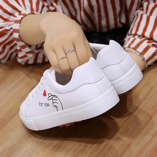 Fashionable white breathable running shoes for women, new casual lace-up shoes with embroidered flowers for spring and autumn MedSurgery Store For Digital Health