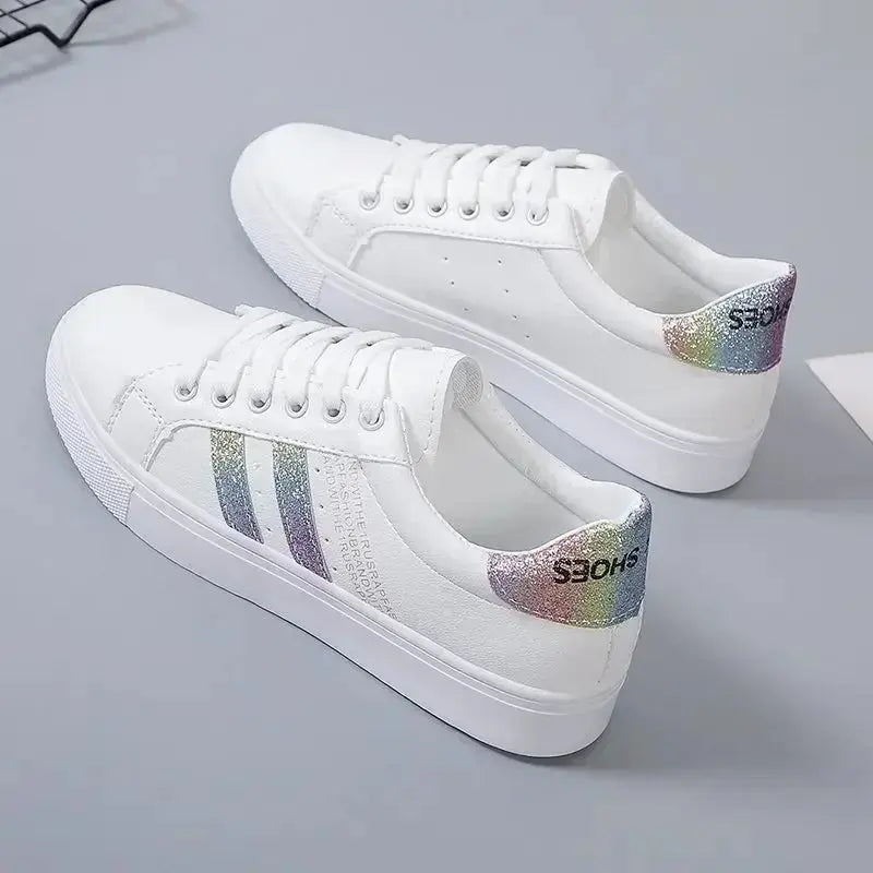 *Women's Vulcanized Pu Leather Casual Shoes, White Sneakers, Spring Fashion, New Off White Shoes MedSurgery Store For Digital Health