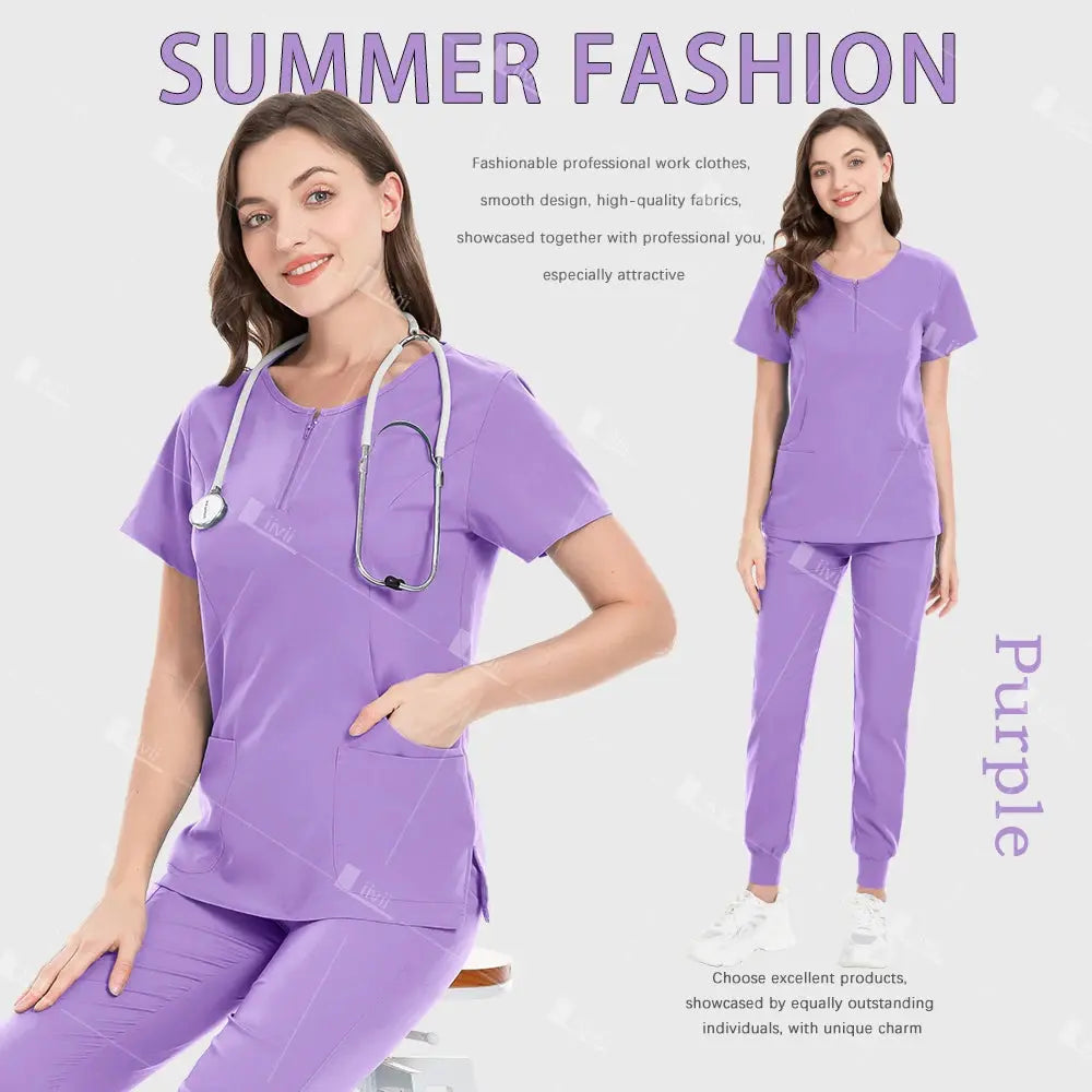 Medical Uniform, Elastic Scrub Set, Hospital Surgical Gowns, Tops, Pants, Nursing Workwear, Medical Scrubs, Medical Accessories CJdropshipping