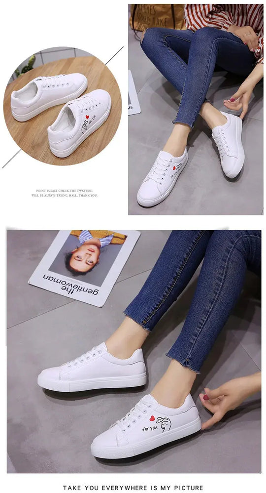 Fashionable white breathable running shoes for women, new casual lace-up shoes with embroidered flowers for spring and autumn MedSurgery Store For Digital Health