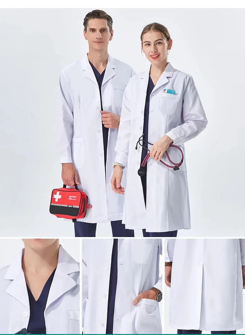 Cheap white lab coat for women, men, students, chemistry, healthcare professional, nurse, long sleeve, doctor's lab coat XK002 MedSurgery Store For Digital Health
