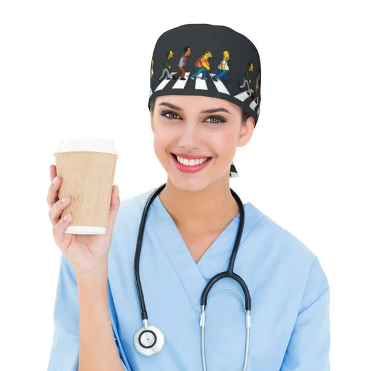 Customized The Simpsons Cartoon Cartoon Medical Staff Scrubs Hat Men Women Doctor Nursing Surgical Scrub Caps MedSurgery Store For Digital Health