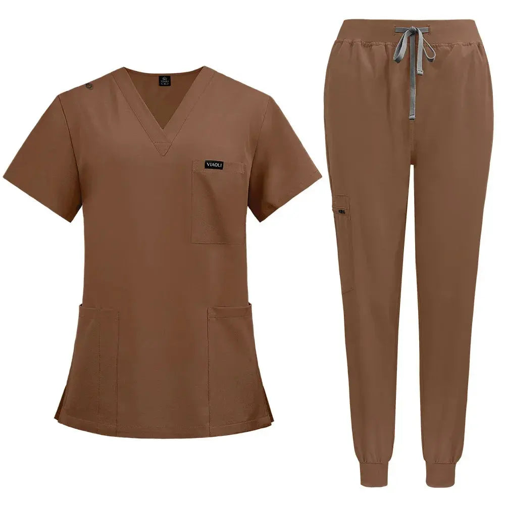 Short Sleeve Women's Scrubs - Nurse Scrubs Comfortable and Protective Scrubs for Hospital, Insulation and Skin Care (94% Polyester + 6% Spandex) CJdropshipping