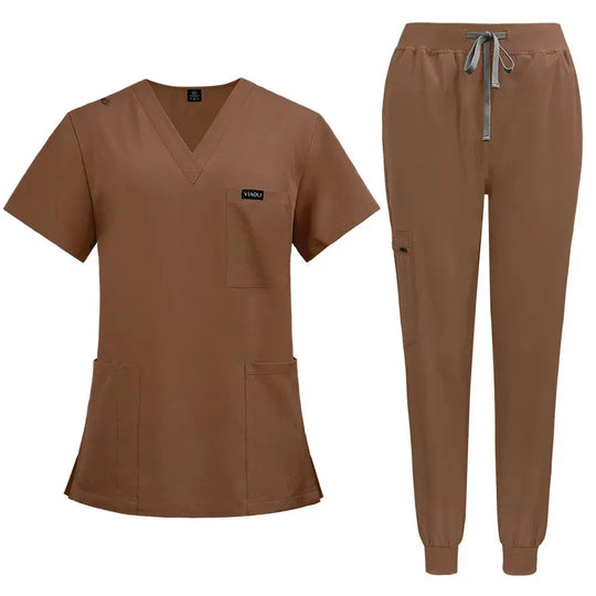 Short Sleeve Women's Scrubs - Nurse Scrubs Comfortable and Protective Scrubs for Hospital, Insulation and Skin Care (94% Polyester + 6% Spandex) CJdropshipping