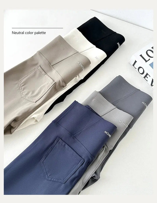 BIVIGAOS 2025 Spring Summer back pocket Sharkskin Leggings women's tight white Casual sport Fitness Leggings Leggings skinny pants MedSurgery Store For Digital Health