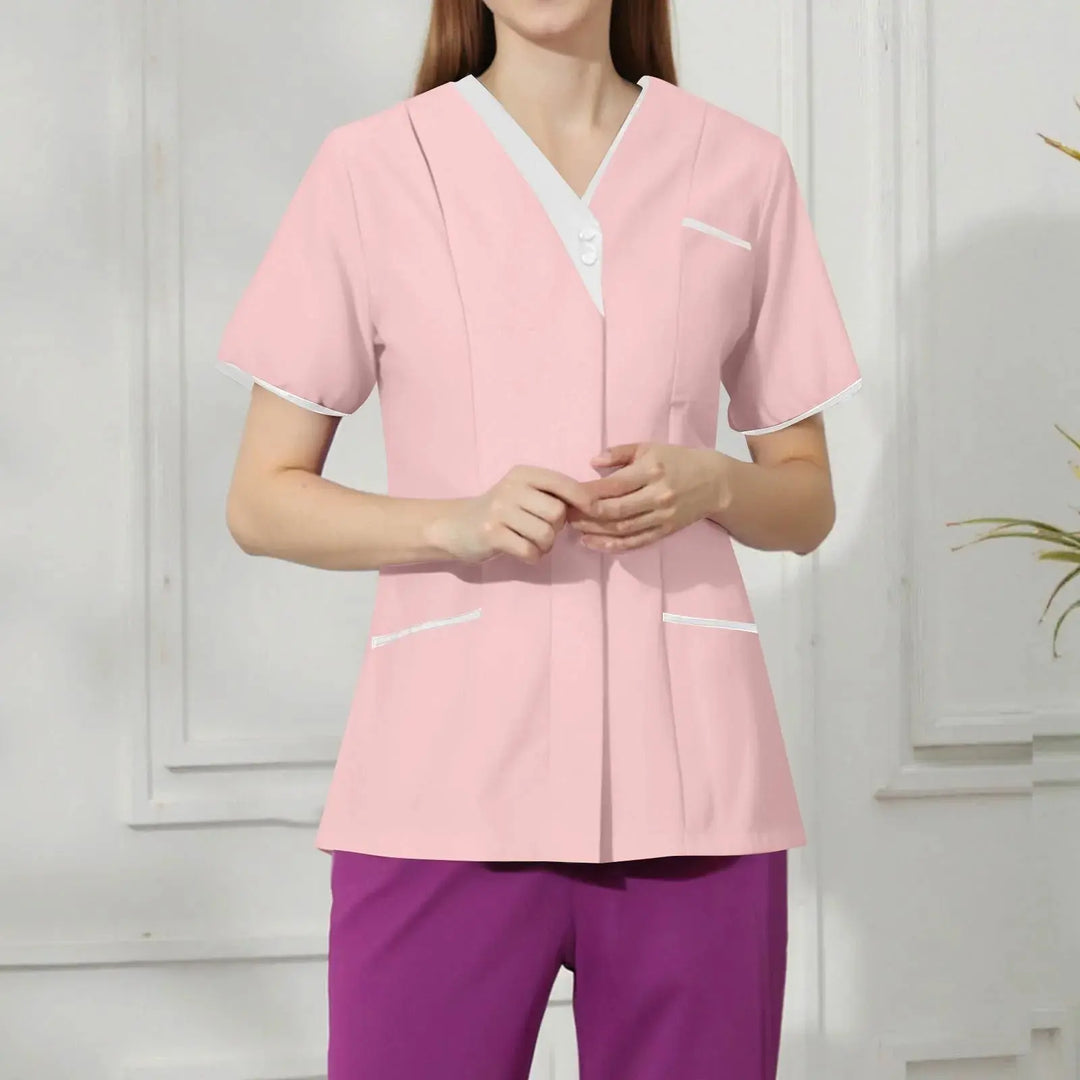 Filipina Medical Elite ISHOWTIENDA - Ergonomic Short Sleeve Clinical Uniform with V-Neck CJdropshipping