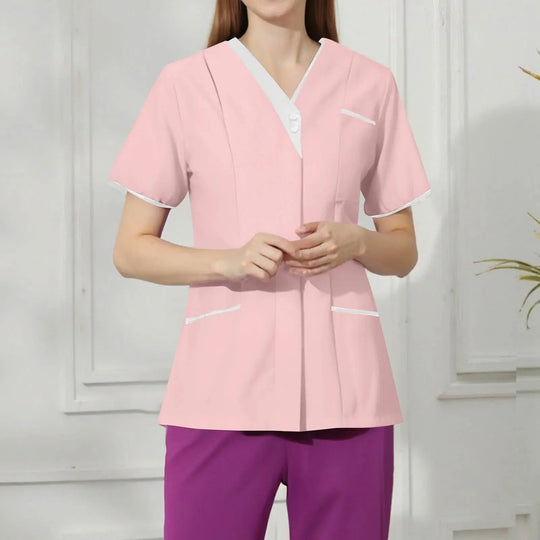 Filipina Medical Elite ISHOWTIENDA - Ergonomic Short Sleeve Clinical Uniform with V-Neck CJdropshipping