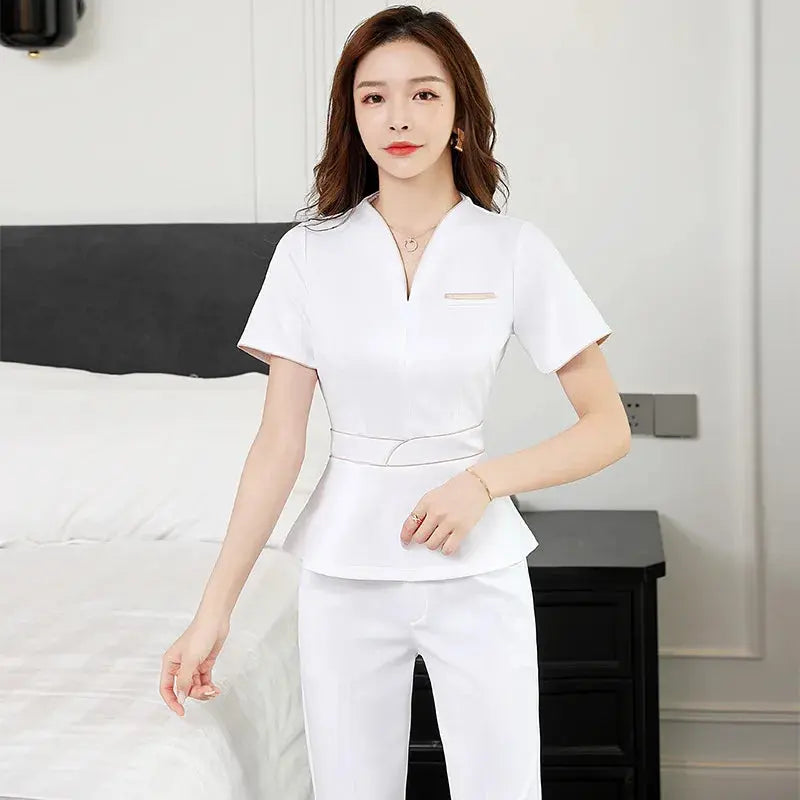 Summer aesthetic uniform, short sleeve beauty salon suit, women's spa beautician clothing, Hotel massage workwear, Korean jumpsuits-BC MedSurgery Store For Digital Health