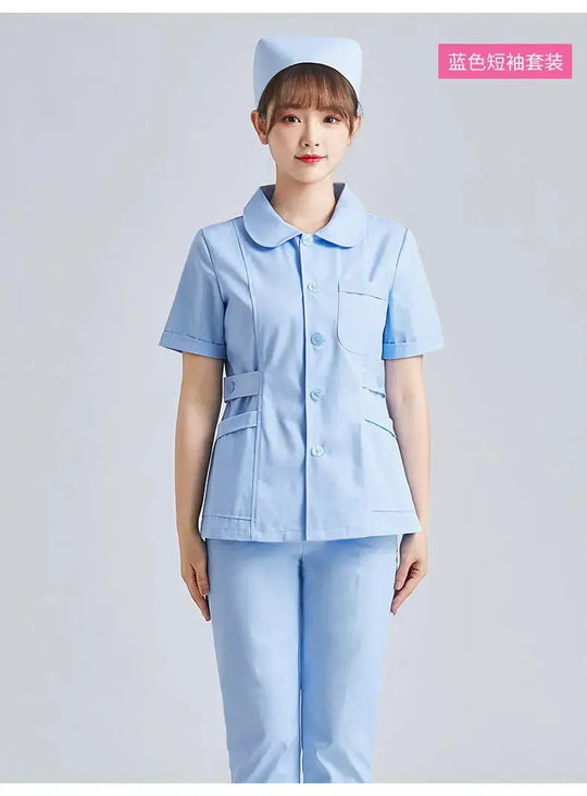 Elite White Nurse Uniform - Women's Short Sleeve Adjustable Scrub Top CJdropshipping