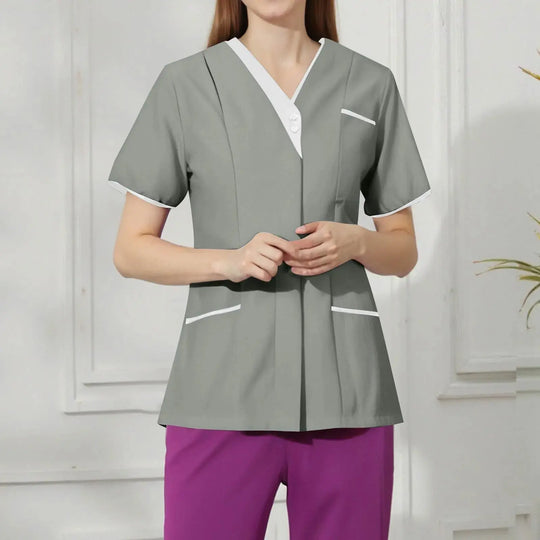 Filipina Medical Elite ISHOWTIENDA - Ergonomic Short Sleeve Clinical Uniform with V-Neck CJdropshipping