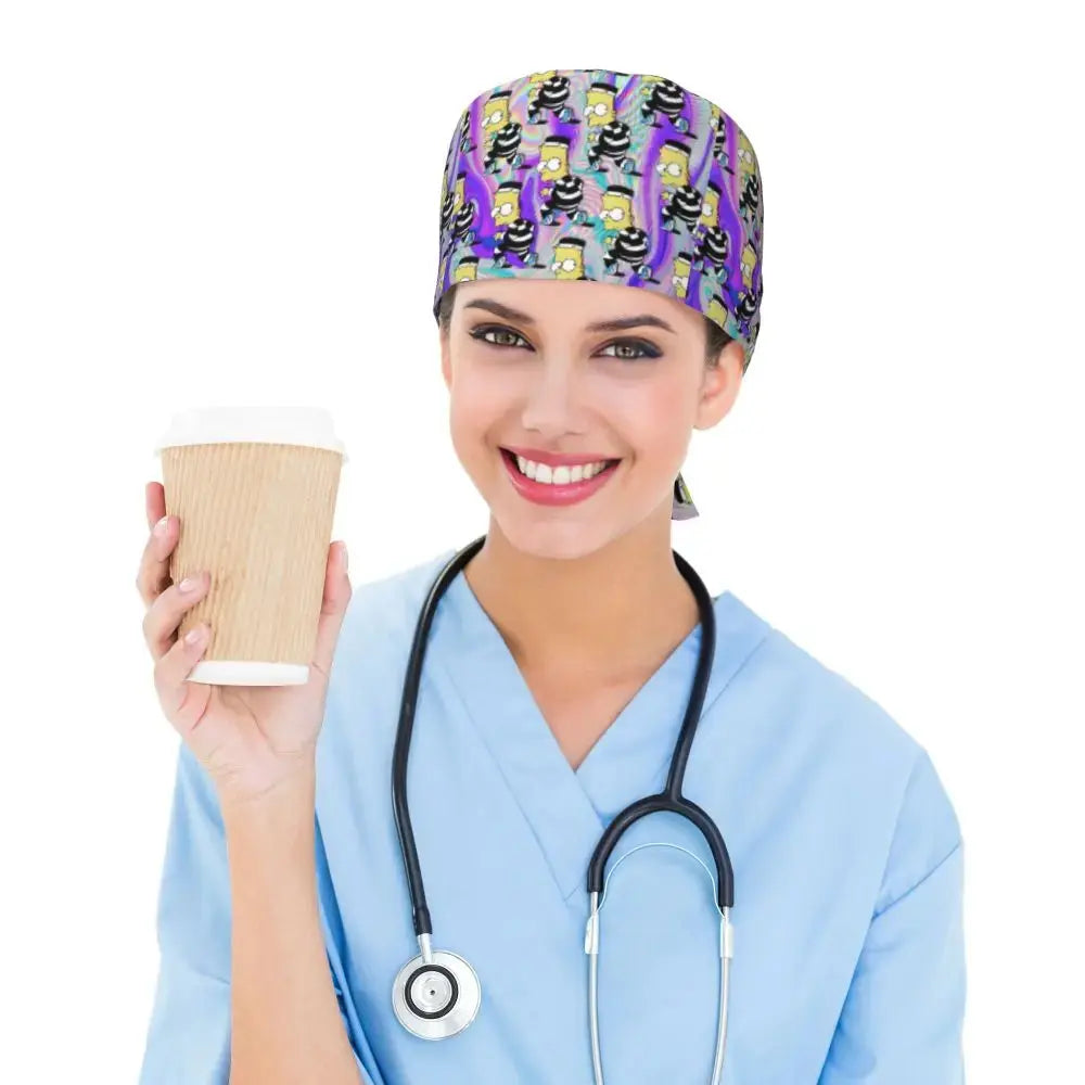 Personalized adjustable work cap with brain explosion, Simpsons surgical cap, surgical cap for nursing, doctor, surgeon, for Chef MedSurgery Store For Digital Health