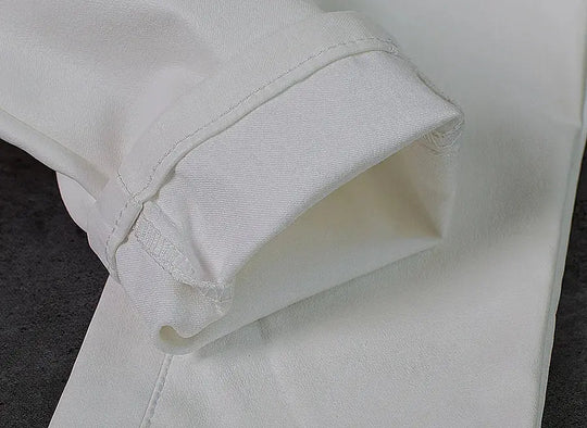 Women's low rise pants, elastic tight pants with double zipper, white faux leather pants for women MedSurgery Store For Digital Health