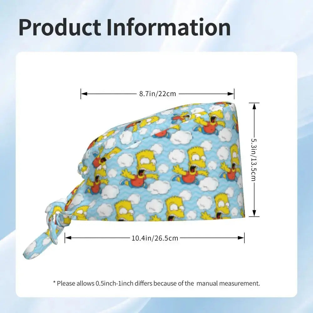 Customized The Simpsons Cartoon Cartoon Medical Staff Scrubs Hat Men Women Doctor Nursing Surgical Scrub Caps MedSurgery Store For Digital Health