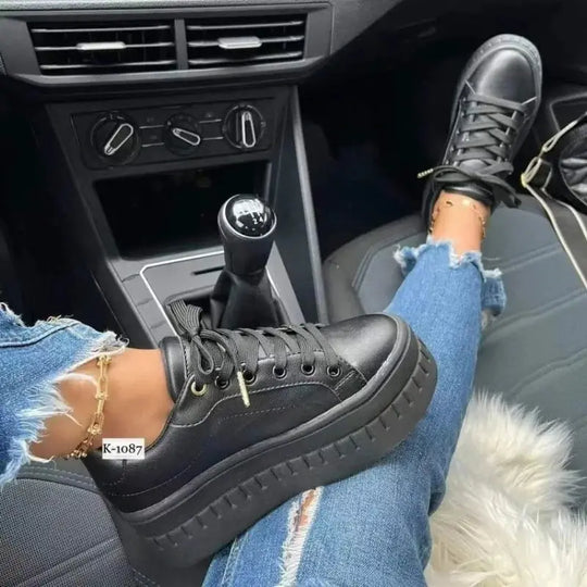 White Shoes, Women's Casual Shoes, New 2025 Platform Sneakers, Solid Color Women's Shoes, Trendy Lightweight PU Vulcanized Shoes MedSurgery Store For Digital Health