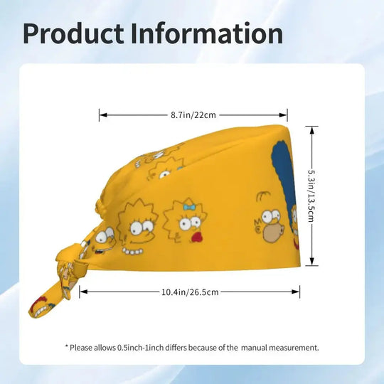 Customized The Simpsons Cartoon Cartoon Medical Staff Scrubs Hat Men Women Doctor Nursing Surgical Scrub Caps MedSurgery Store For Digital Health