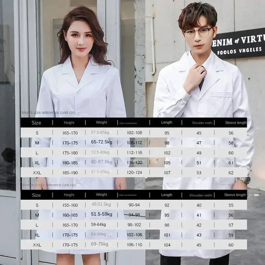 Nursing coverall, white coat, women's long sleeve doctor uniform, men's short sleeve doctor lab coat, university laboratory chemist MedSurgery Store For Digital Health