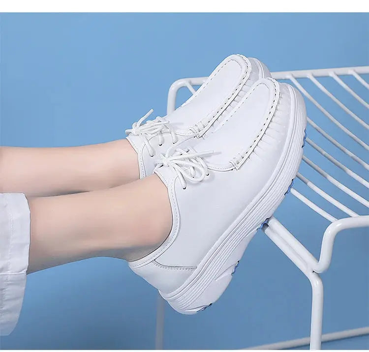 STRONGSHEN, white platform shoes, women's nursing shoes, light and comfortable casual work shoes, women's fashion slip-on shoes MedSurgery Store For Digital Health