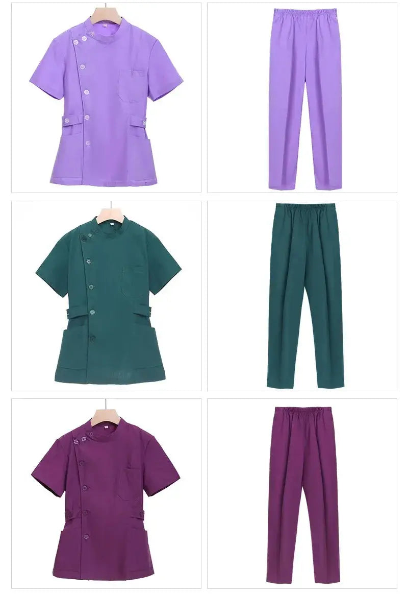 Pink short scrub set, medical uniform for nurse and Doctor, women's clothing, two piece nursing suit, salon hospital dress with logo MedSurgery Store For Digital Health