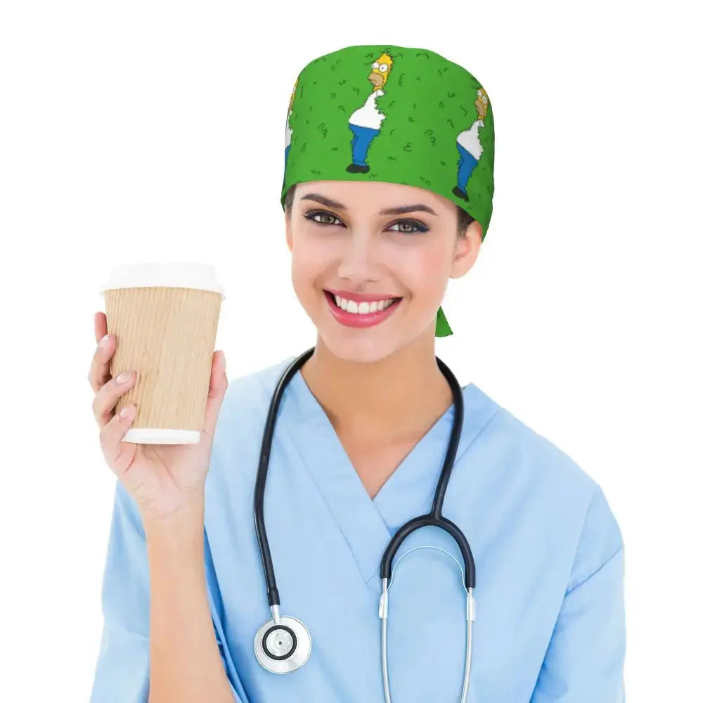 Customized The Simpsons Cartoon Cartoon Medical Staff Scrubs Hat Men Women Doctor Nursing Surgical Scrub Caps MedSurgery Store For Digital Health