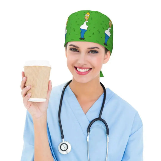 Customized The Simpsons Cartoon Cartoon Medical Staff Scrubs Hat Men Women Doctor Nursing Surgical Scrub Caps MedSurgery Store For Digital Health