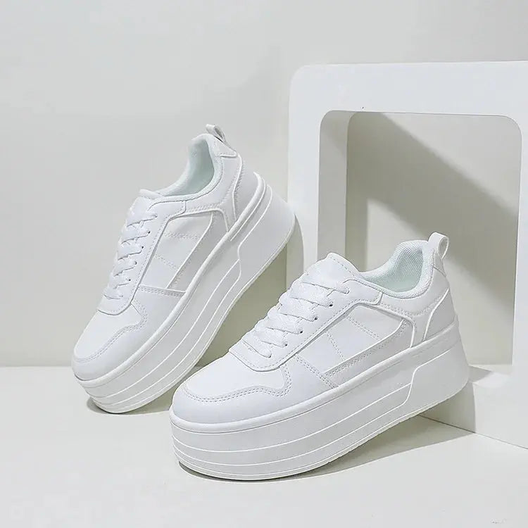 Women's white sneakers, high quality leather casual shoes, women's designer high rise athletic shoes, vulcanized shoe with platform MedSurgery Store For Digital Health