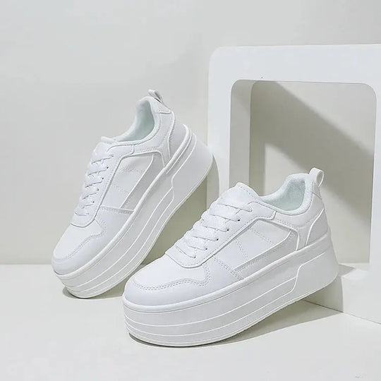 Women's white sneakers, high quality leather casual shoes, women's designer high rise athletic shoes, vulcanized shoe with platform MedSurgery Store For Digital Health