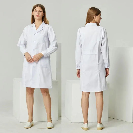 White lab coat, long sleeve female scrubs, male isolation scrubs, lab scrubs, nurse and student scrubs MedSurgery Store For Digital Health