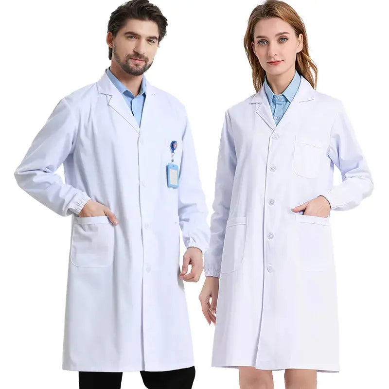 Unisex white cotton and polyester medical gown, scientist lab coat, doctor workwear, uniform, food gown, lab coat, men's coat MedSurgery Store For Digital Health