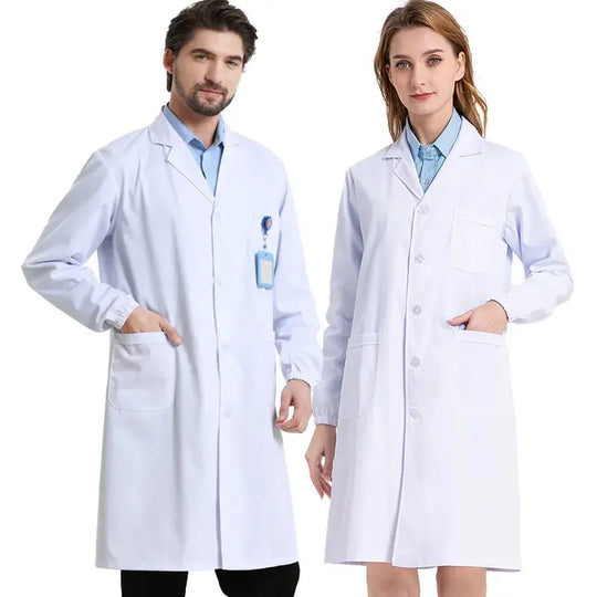 Unisex white cotton and polyester medical gown, scientist lab coat, doctor workwear, uniform, food gown, lab coat, men's coat MedSurgery Store For Digital Health