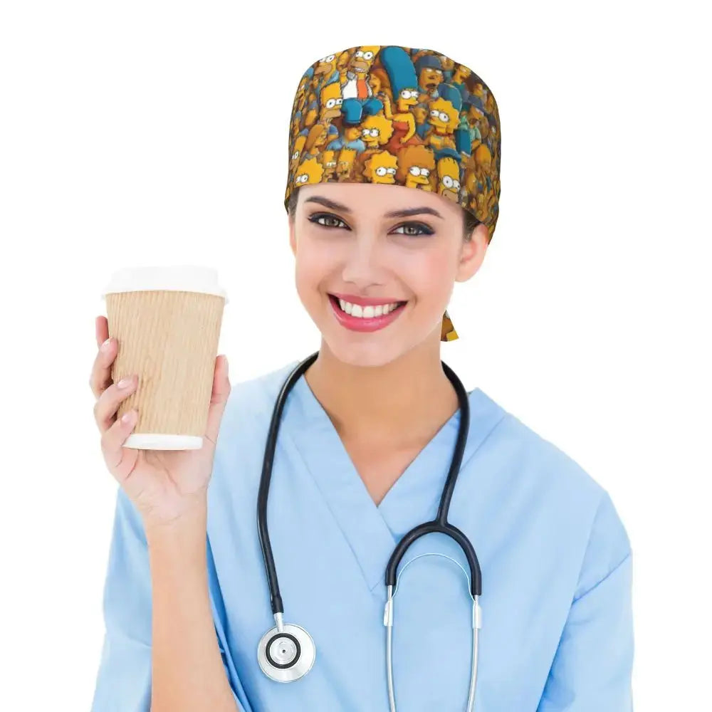 Personalized adjustable work cap with brain explosion, Simpsons surgical cap, surgical cap for nursing, doctor, surgeon, for Chef MedSurgery Store For Digital Health