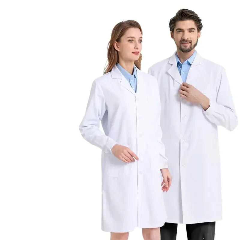 Unisex white cotton and polyester medical gown, scientist lab coat, doctor workwear, uniform, food gown, lab coat, men's coat MedSurgery Store For Digital Health