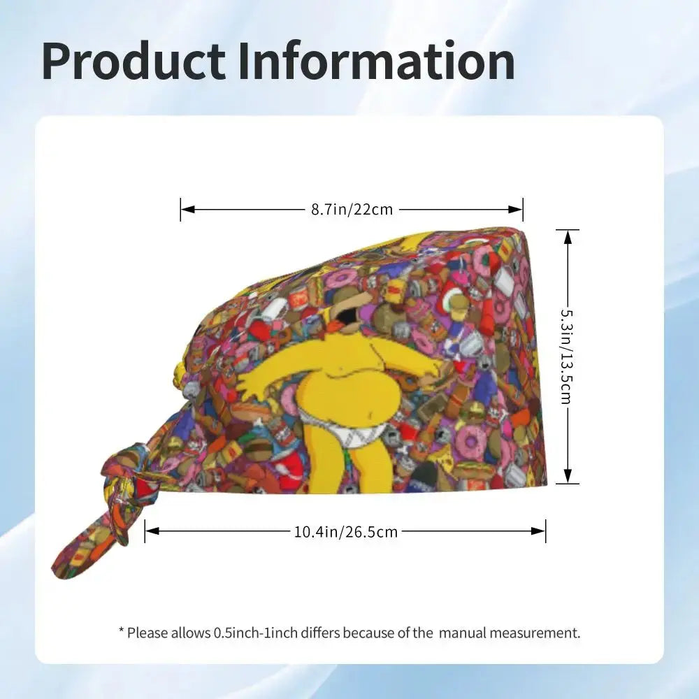 Customized The Simpsons Cartoon Cartoon Medical Staff Scrubs Hat Men Women Doctor Nursing Surgical Scrub Caps MedSurgery Store For Digital Health