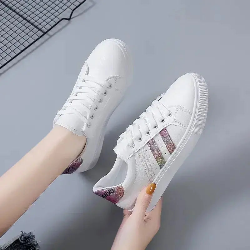 *Women's Vulcanized Pu Leather Casual Shoes, White Sneakers, Spring Fashion, New Off White Shoes MedSurgery Store For Digital Health