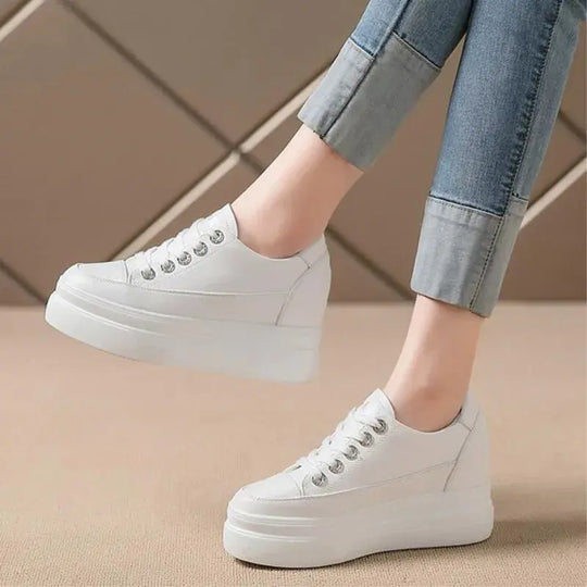 chaussures ete femme espadrille femme basket femme compensé Women's casual sneakers, breathable and comfortable white shoes with 8CM heels, platform height rise, Fall, 2022 MedSurgery Store For Digital Health