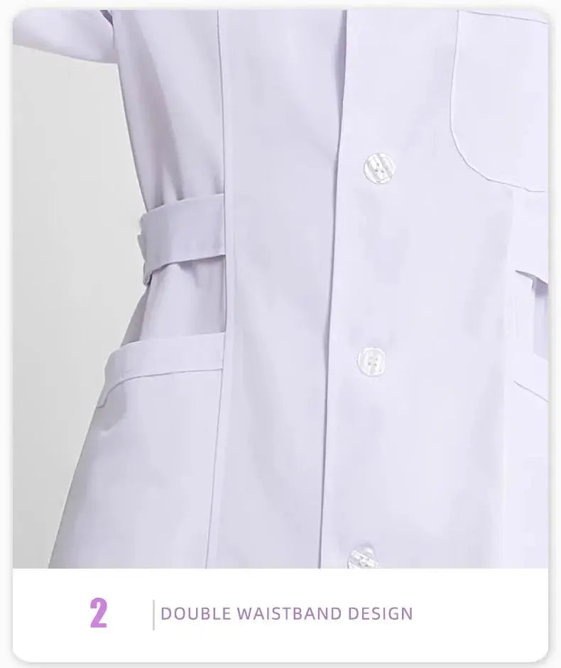Women's white medical gown, cotton nurse medical uniform, hospital workwear, scientific laboratory pharmacy professional work uniform MedSurgery Store For Digital Health