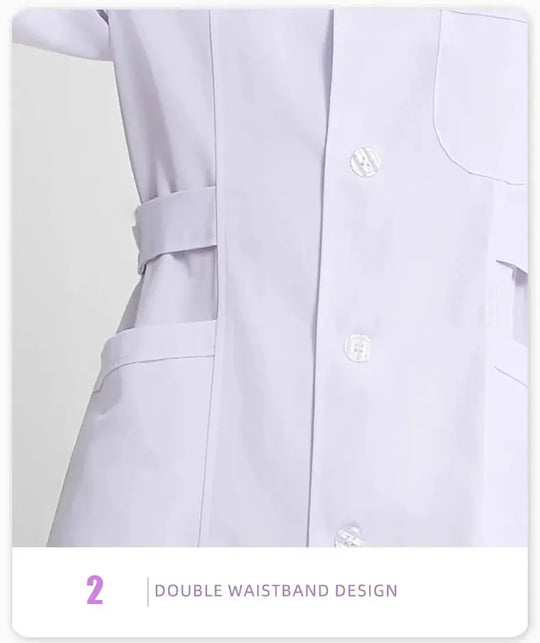 Women's white medical gown, cotton nurse medical uniform, hospital workwear, scientific laboratory pharmacy professional work uniform MedSurgery Store For Digital Health