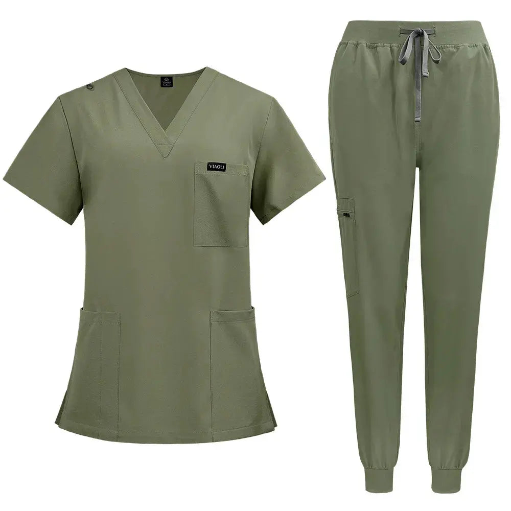 Short Sleeve Women's Scrubs - Nurse Scrubs Comfortable and Protective Scrubs for Hospital, Insulation and Skin Care (94% Polyester + 6% Spandex) CJdropshipping