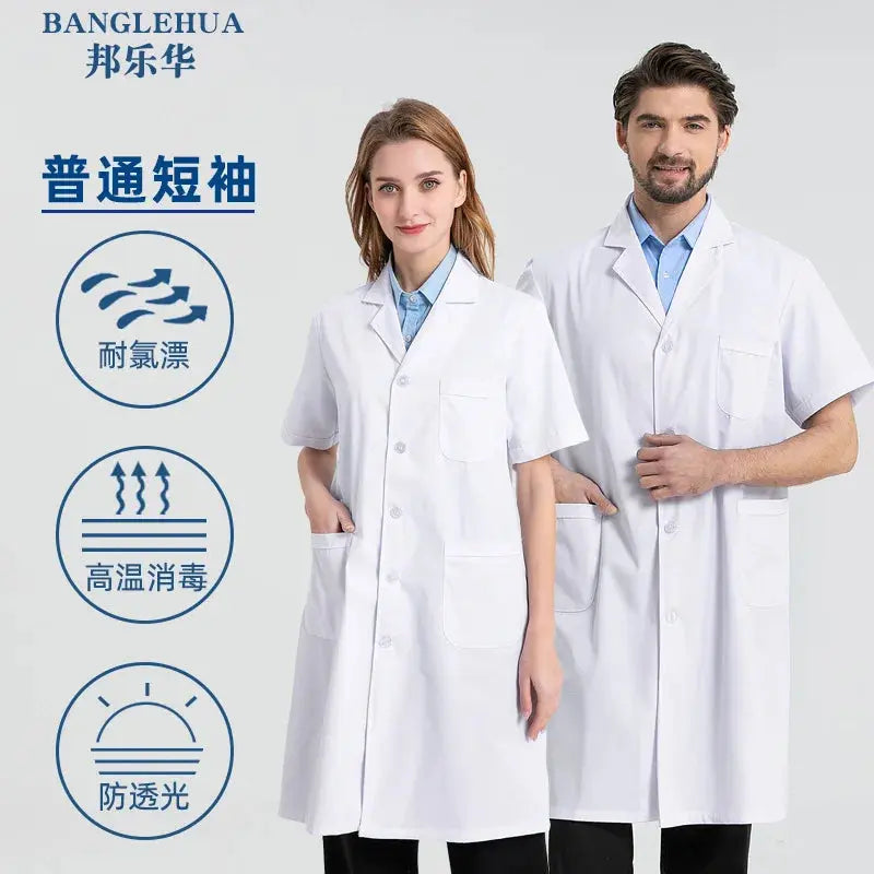 Unisex white cotton and polyester medical gown, scientist lab coat, doctor workwear, uniform, food gown, lab coat, men's coat MedSurgery Store For Digital Health