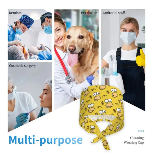 Customized The Simpsons Cartoon Cartoon Medical Staff Scrubs Hat Men Women Doctor Nursing Surgical Scrub Caps MedSurgery Store For Digital Health