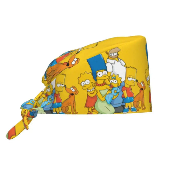 Customized The Simpsons Cartoon Cartoon Medical Staff Scrubs Hat Men Women Doctor Nursing Surgical Scrub Caps MedSurgery Store For Digital Health