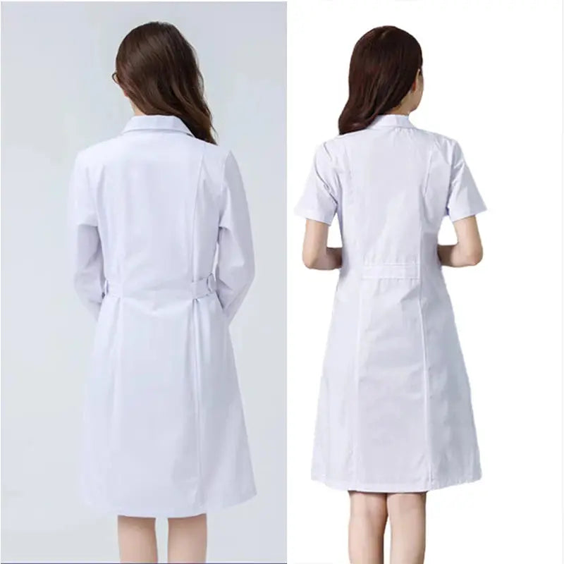 Women's white medical gown, cotton nurse medical uniform, hospital workwear, scientific laboratory pharmacy professional work uniform MedSurgery Store For Digital Health