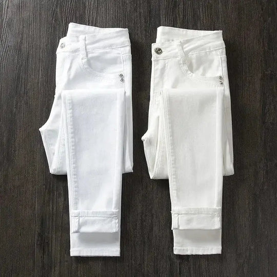 Women's White Skinny Pants, High Waist Long Skinny Jeans, Stretchy, Fashionable, Spring, Summer and Fall, 2022 MedSurgery Store For Digital Health